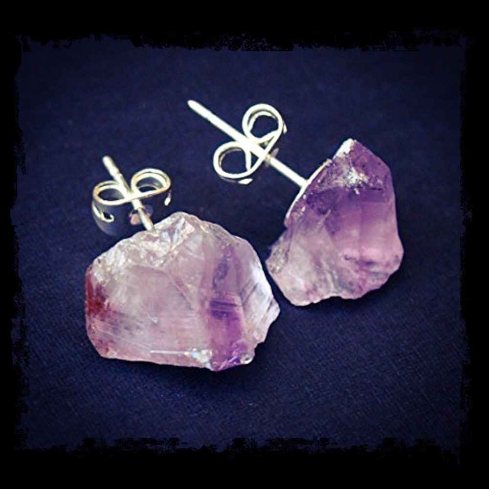 🆕 Pure Raw Amethyst S925 Sterling Stud Earrings - Picture 8 of 11